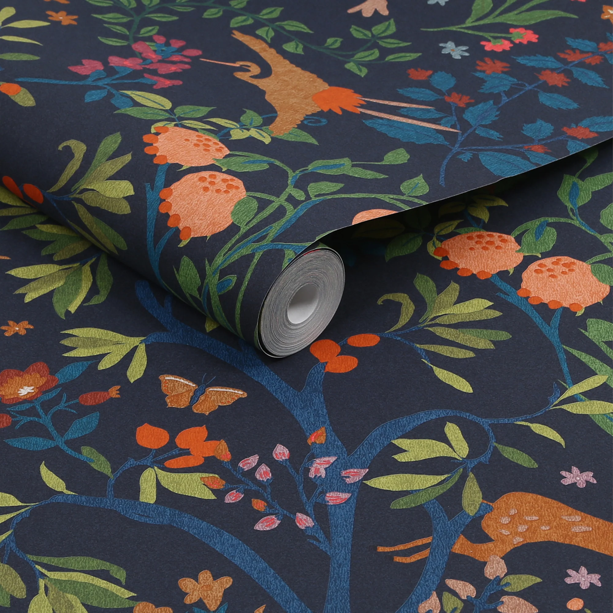 Joules Enchanted Woodland Wallpaper Navy - Trees & Animals Wall Covering - Image 3