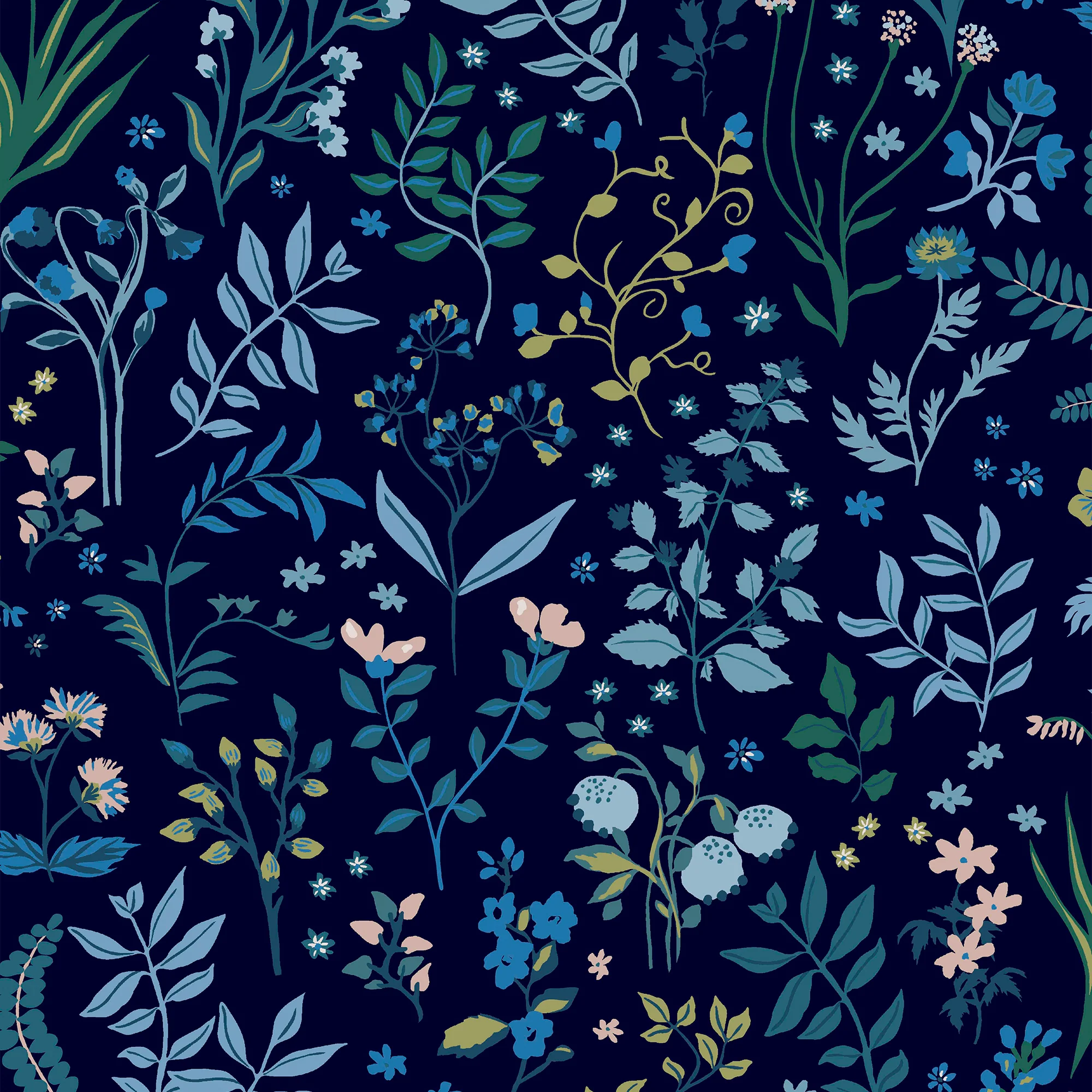 Joules Holcombe Floral Wallpaper Navy - Modern Wall Covering