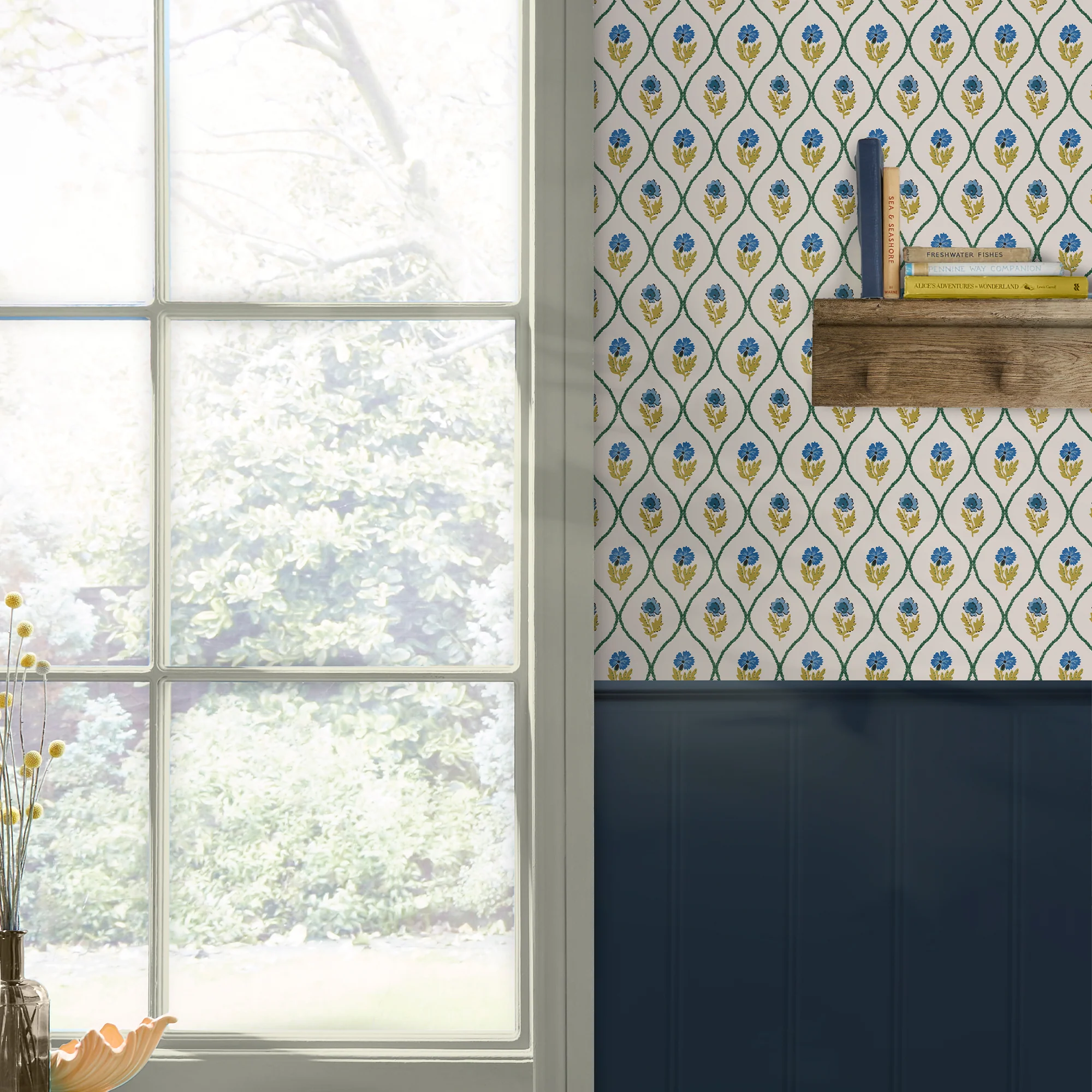Joules Wallpaper Trellis Floral Creme Gold - Image 2