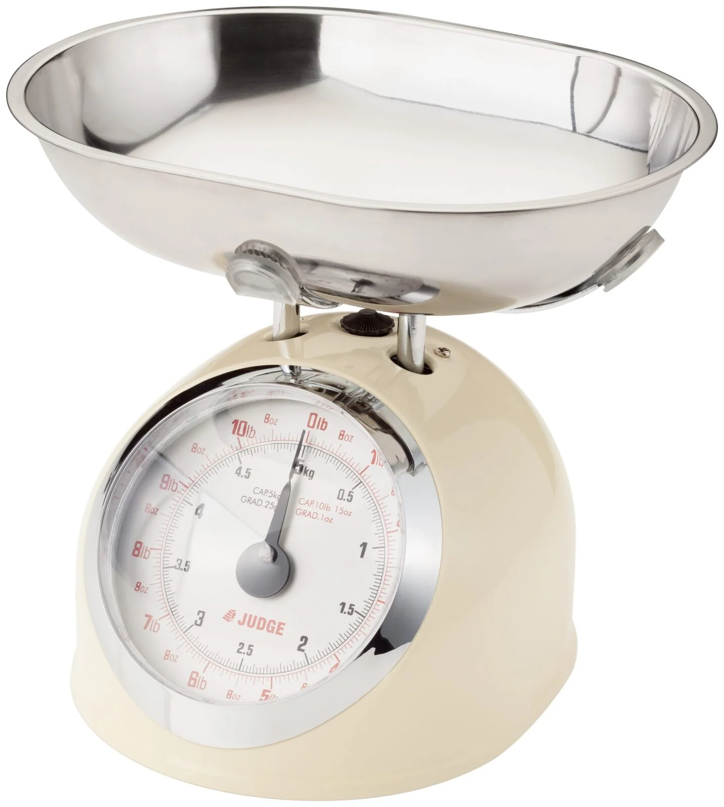 Judge Cream Kitchen Weighing Scales Retro Design 5kg Capacity with Dial & Removable Bowl
