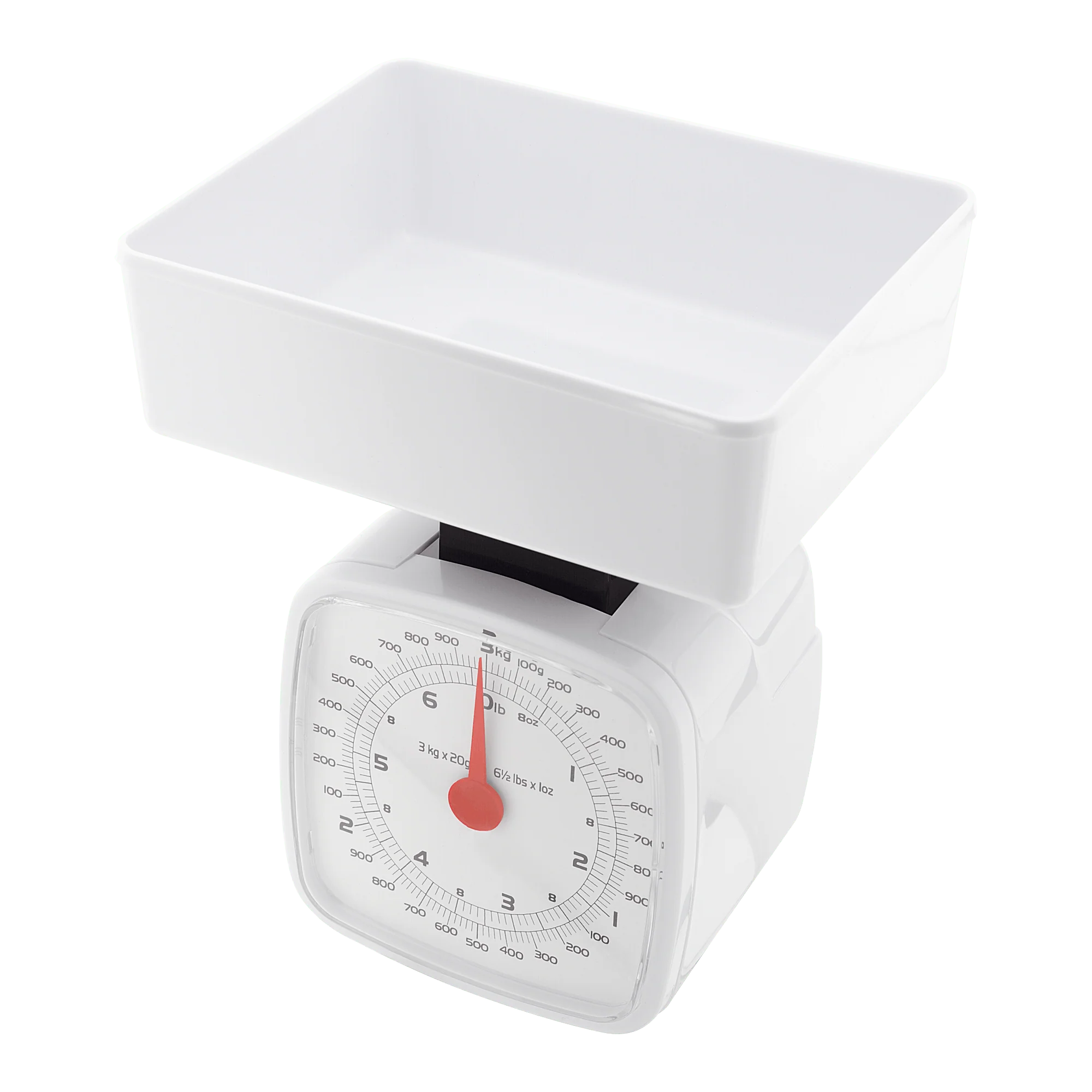 Judge Traditional White Scale Kitchen Scales with Analogue Dial, 3kg Capacity, Dishwasher Safe Bowl