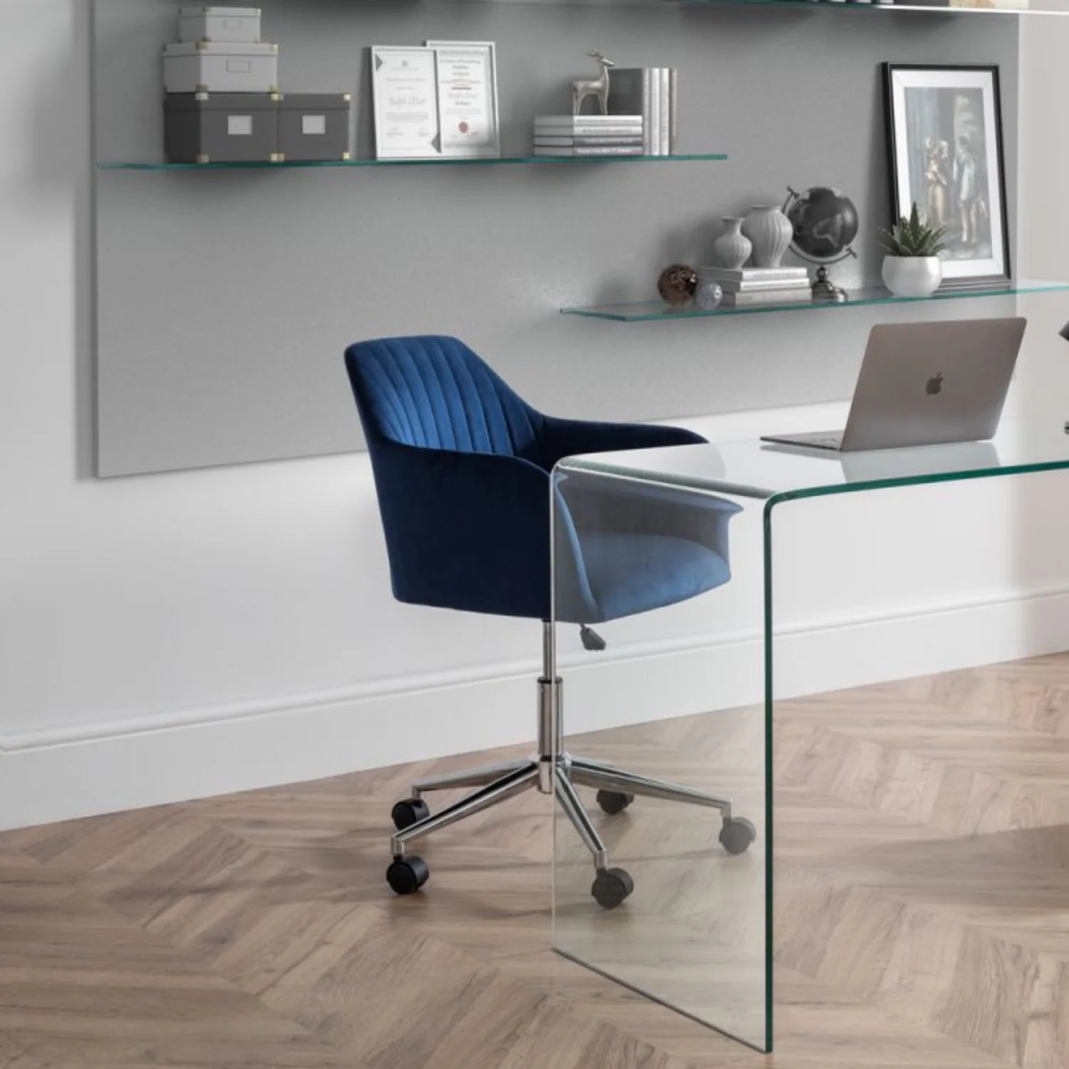 Kahlo Office Chair Blue & Chrome - Image 7