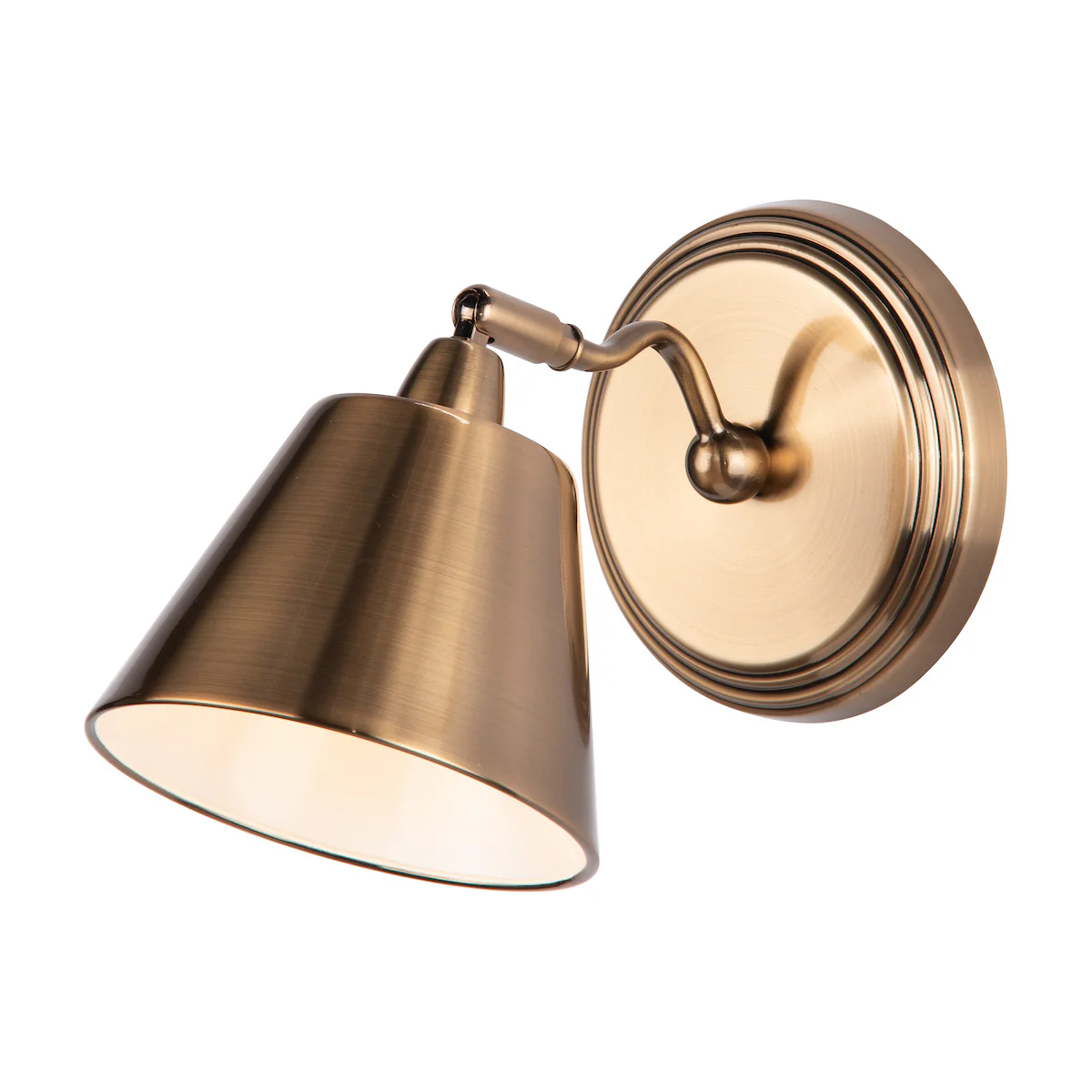 Kempten Single Wall Spotlight Antique Brass – Wall Lighting Collection Wall Lamp with Adjustable Head