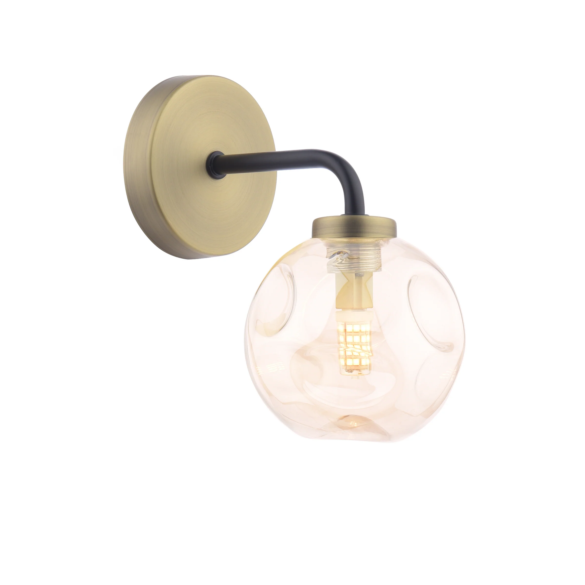 Lainey Wall Light Antique Brass & Amber Glass - Lighting Collection