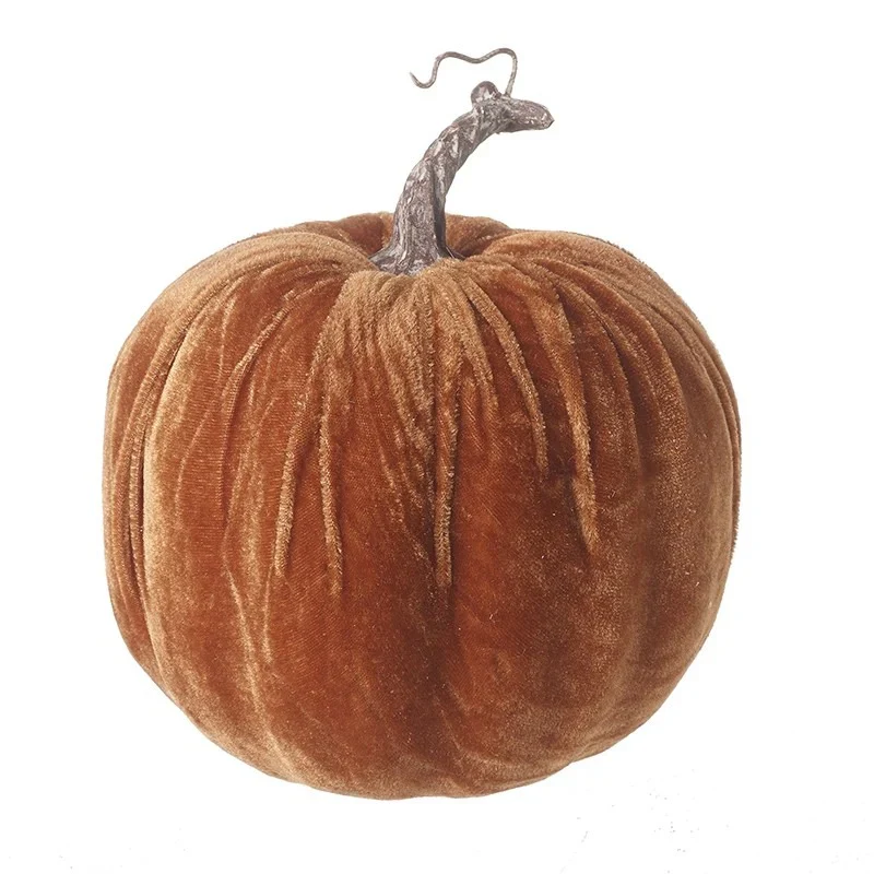 Large Dark Orange Velvet Pumpkin