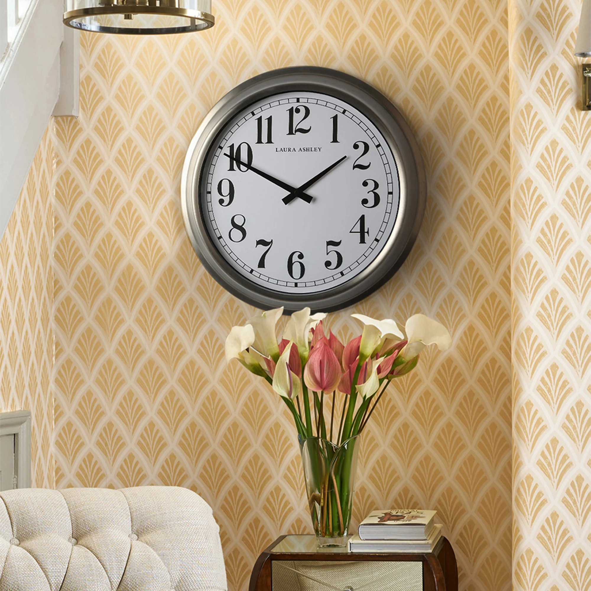 Laura Ashley Gibson Brushed Stainless Large Wall Clock - Image 2