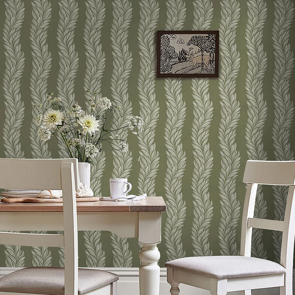 Laura Ashley Wallpaper Coulderton Leaves Olive Green - Image 3