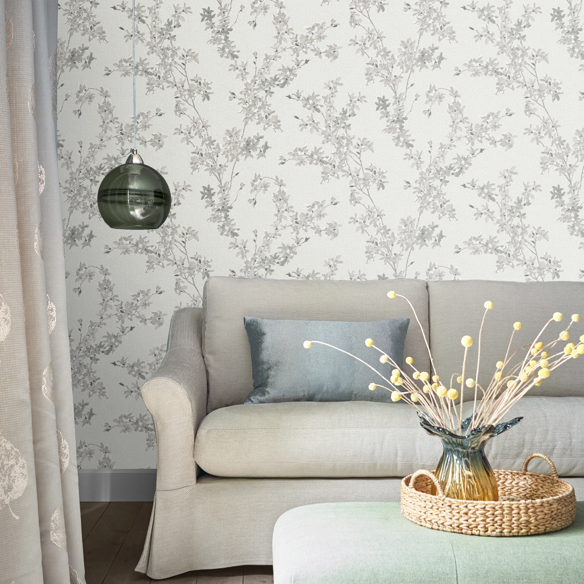 Laura Ashley Wallpaper Forsythia Steel - Image 2