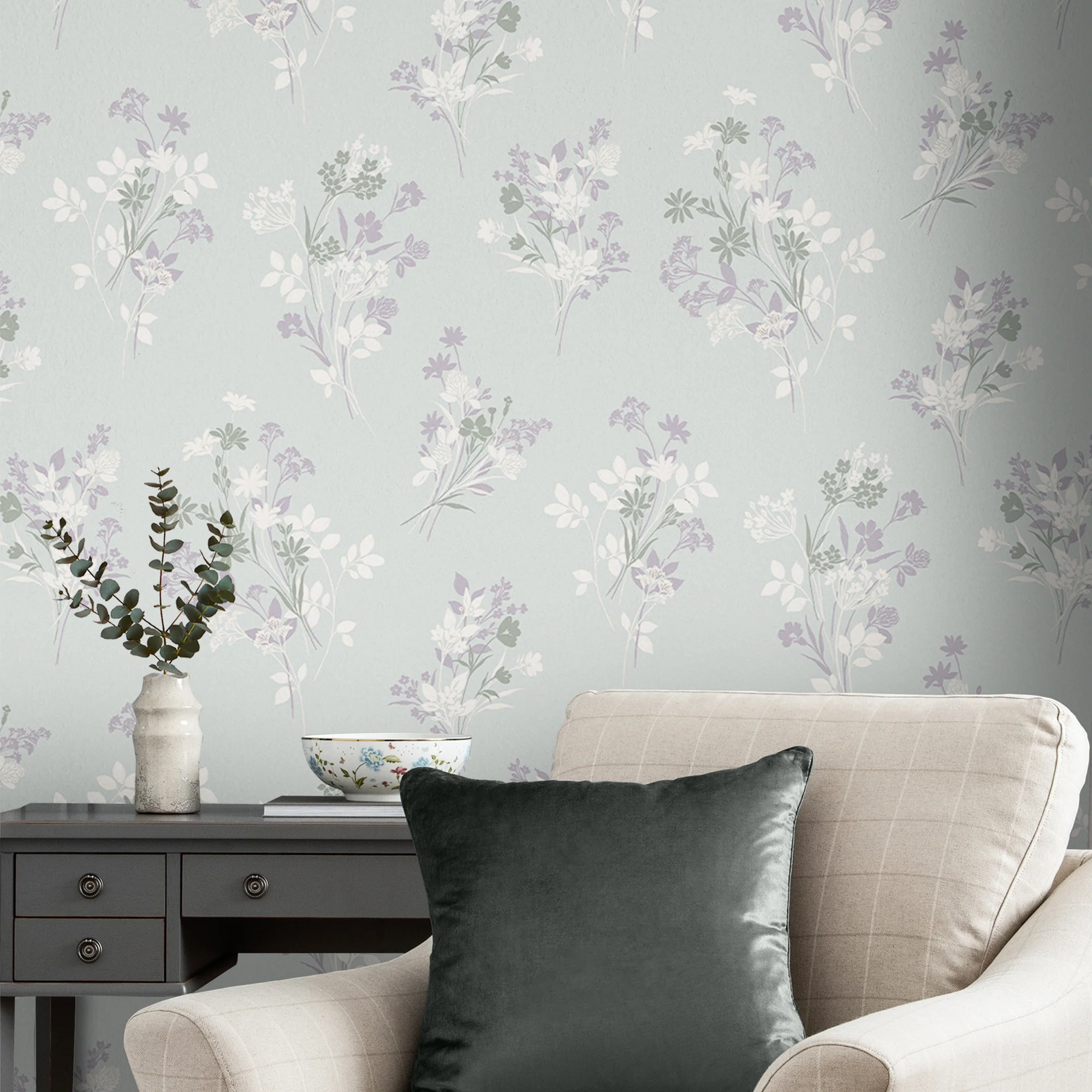 Laura Ashley Wallpaper Igerna Pale Duck Egg Blue - Image 3