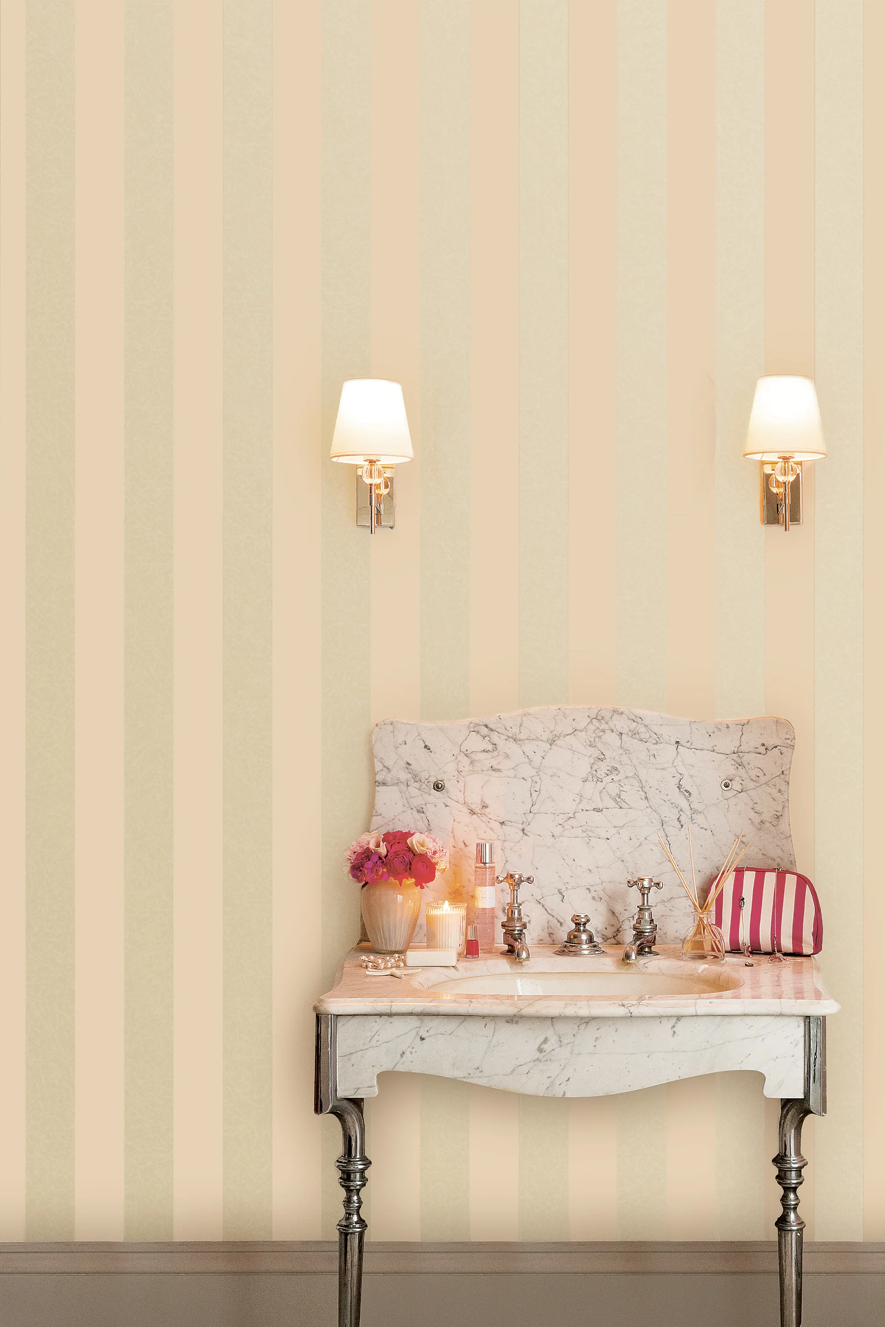 Laura Ashley Wallpaper Lille Pearlescent Stripe Linen - Image 4