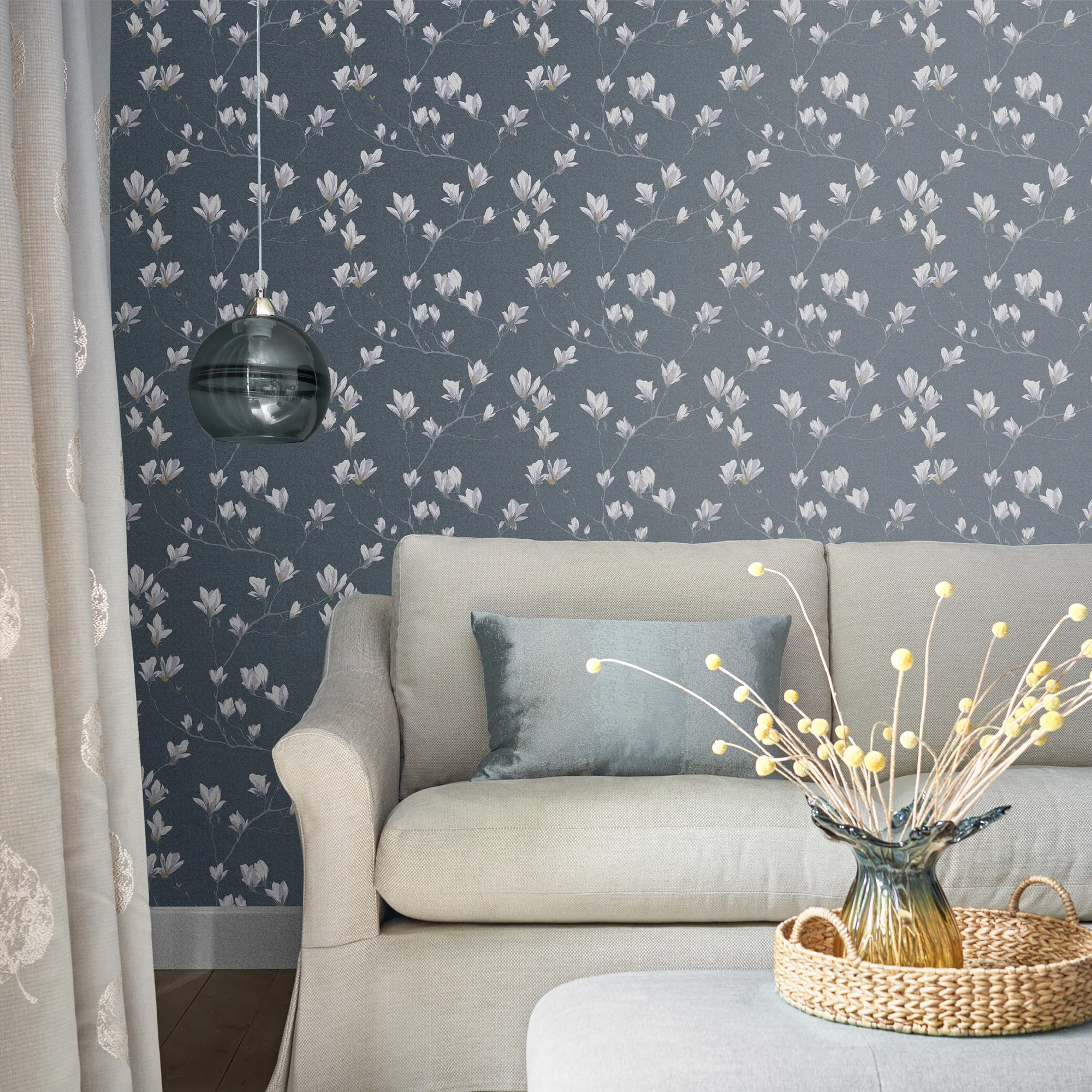 Laura Ashley Wallpaper Magnolia Grove Dusky Seaspray - Image 2