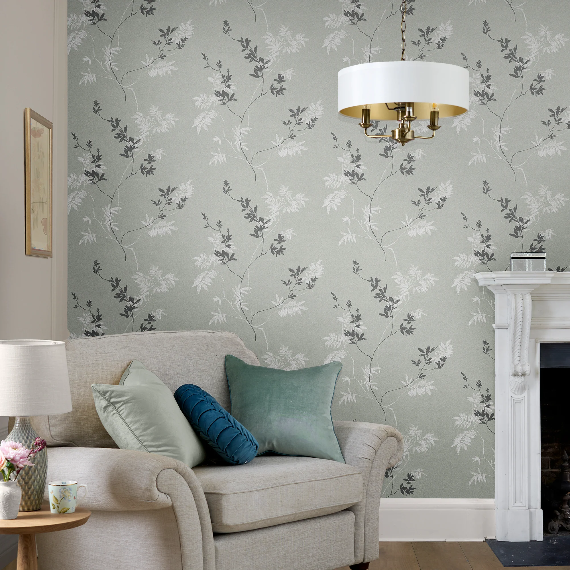 Laura Ashley Wallpaper Mari Mineral Green - Image 3