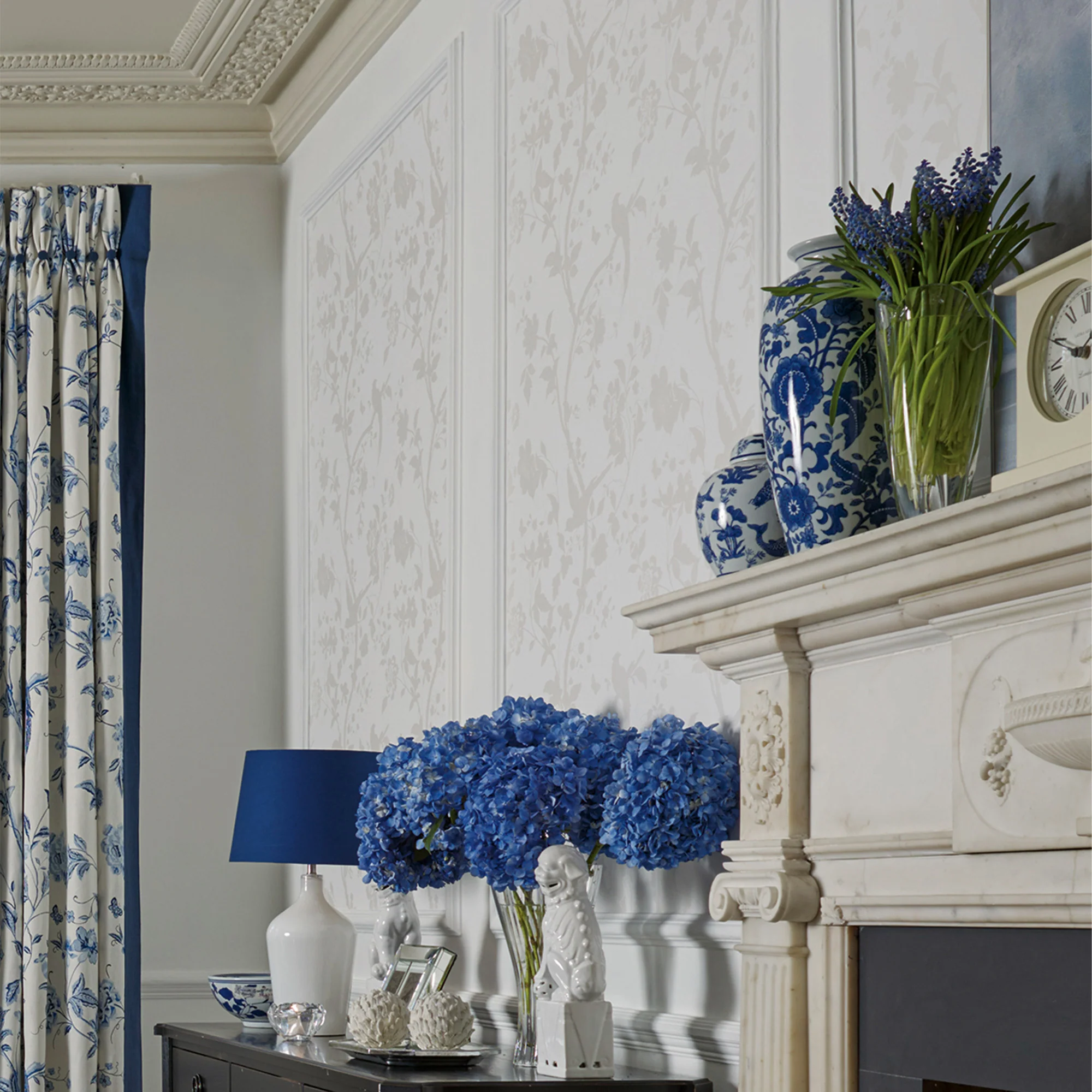Laura Ashley Wallpaper Oriental Garden Pearlescent White - Image 2
