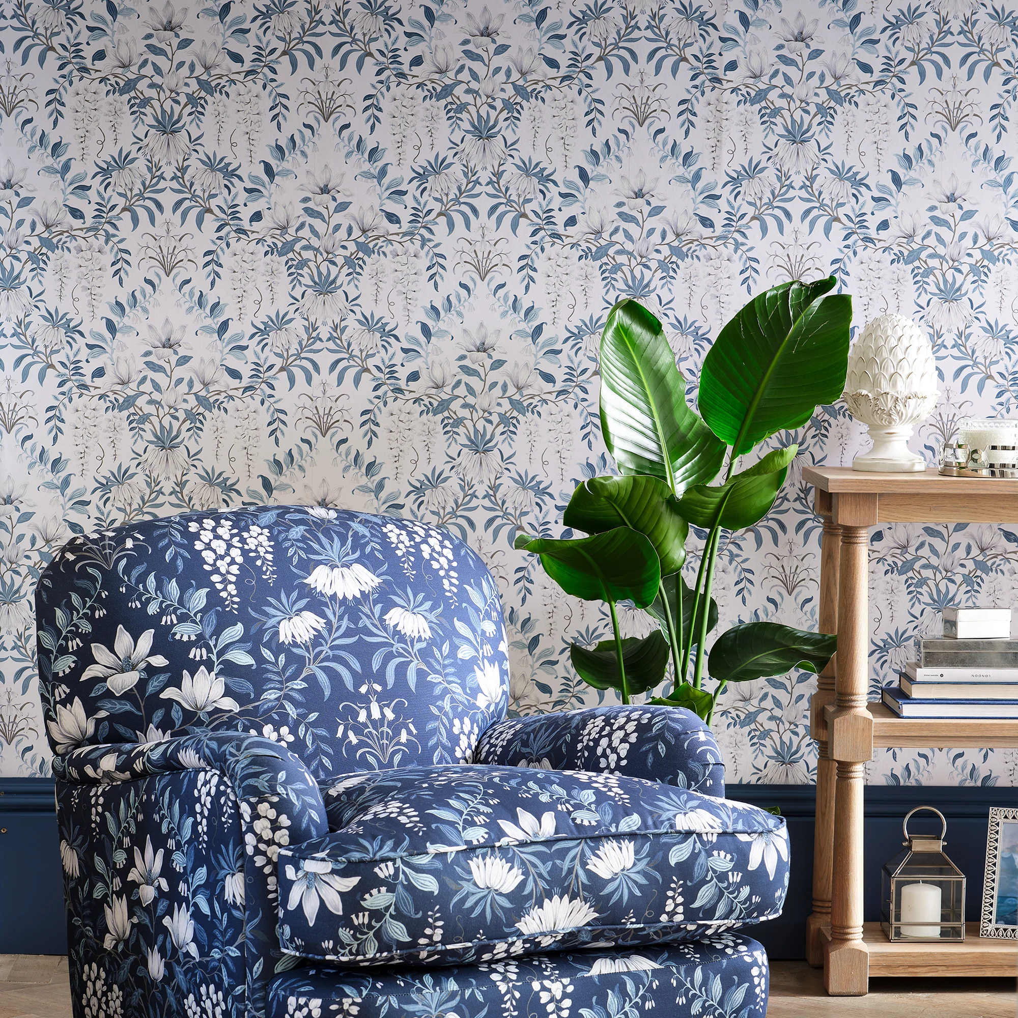 Laura Ashley Wallpaper Parterre Off White and Seaspray - Image 3
