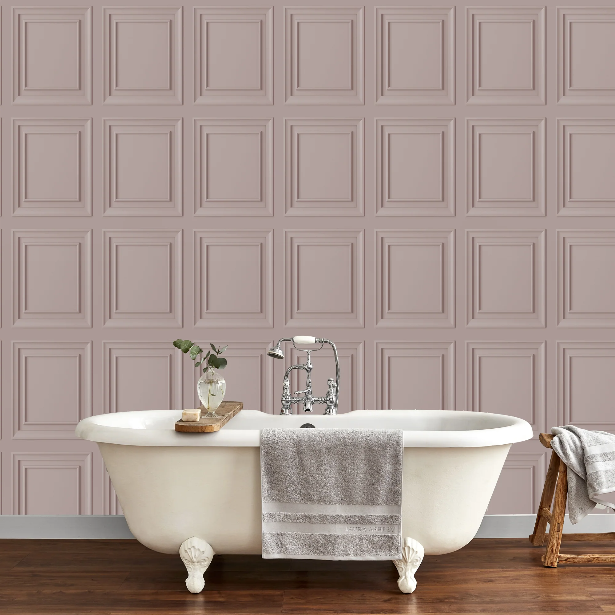 Laura Ashley Wallpaper Redbrook Wood Panel Blush - Image 3