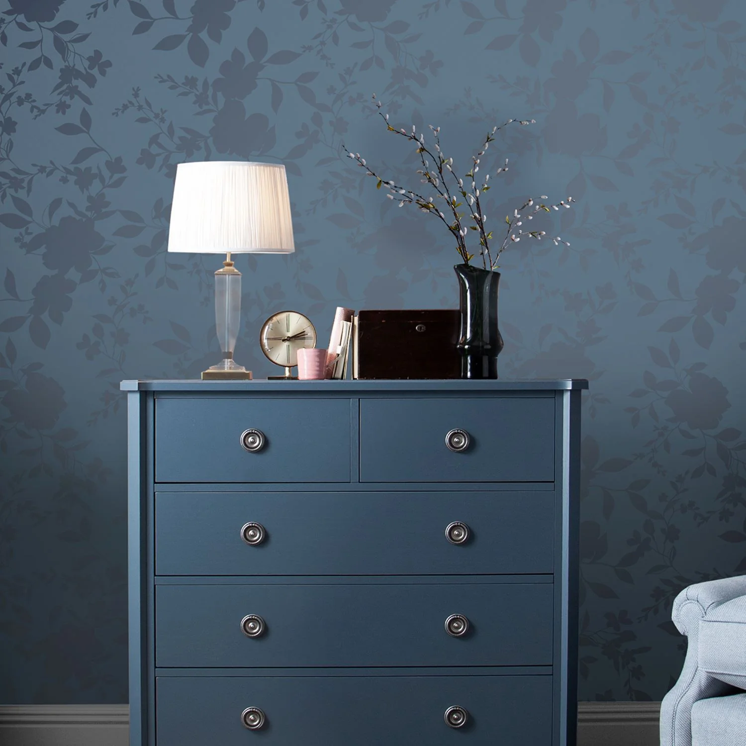 Laura Ashley Wallpaper Westbourne Midnight Blue - Image 2