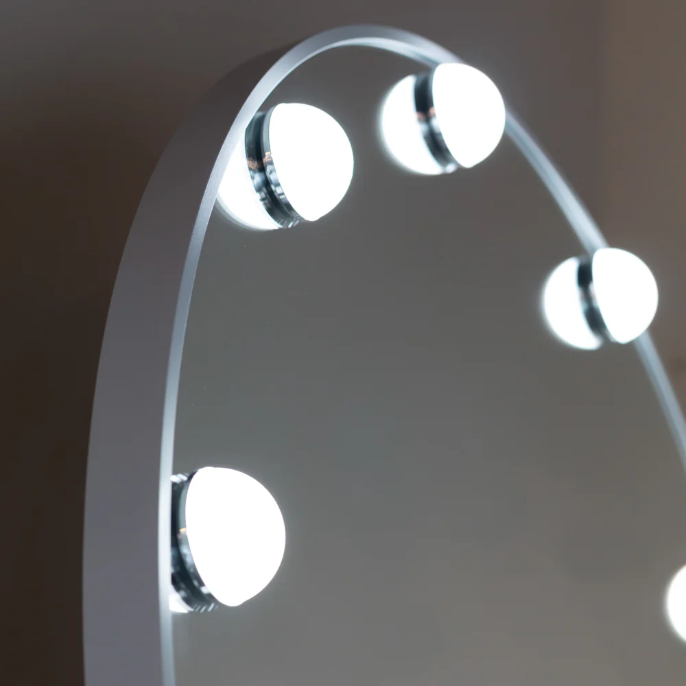 Modena Cheval White Arch Mirror with LED Bulbs – Full-Length Mirror - Image 5