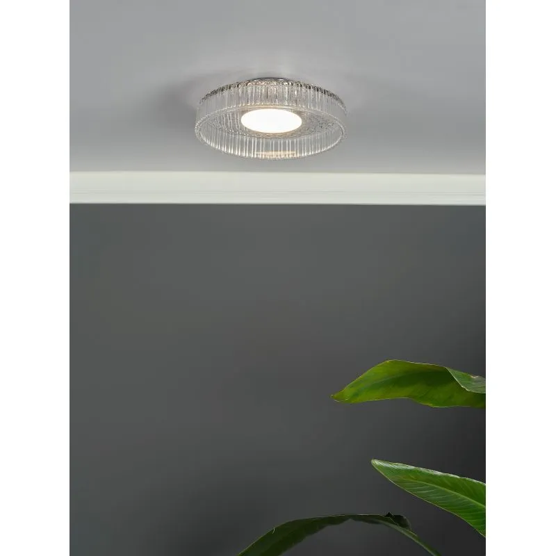 Leena Flush Polished Crome and Ribbed Glass LED - Image 3