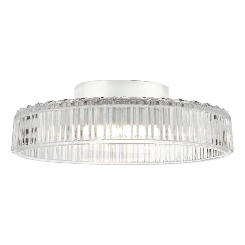 Leena Flush Polished Crome and Ribbed Glass LED - Image 4