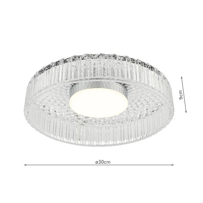 Leena Flush Polished Crome and Ribbed Glass LED - Image 7