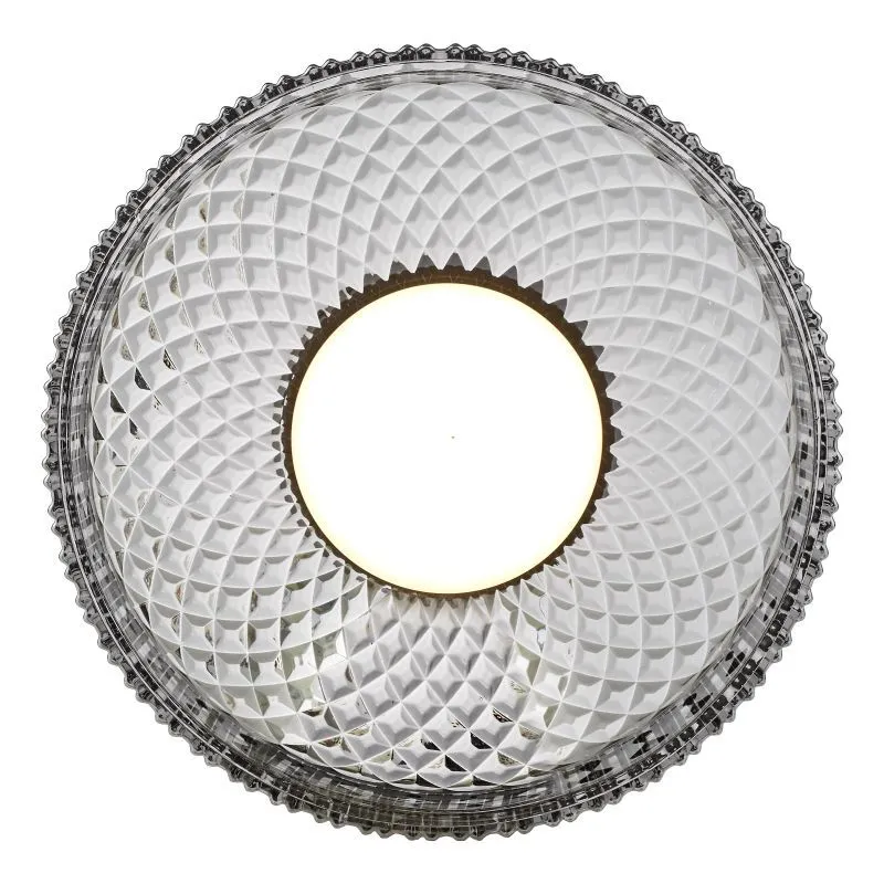 Leena Flush Satin Black and Smoked Ribbed Glass LED - Image 4