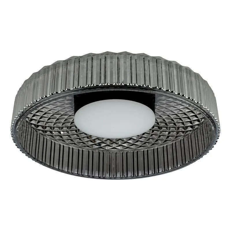 Leena Flush Satin Black and Smoked Ribbed Glass LED - Image 5