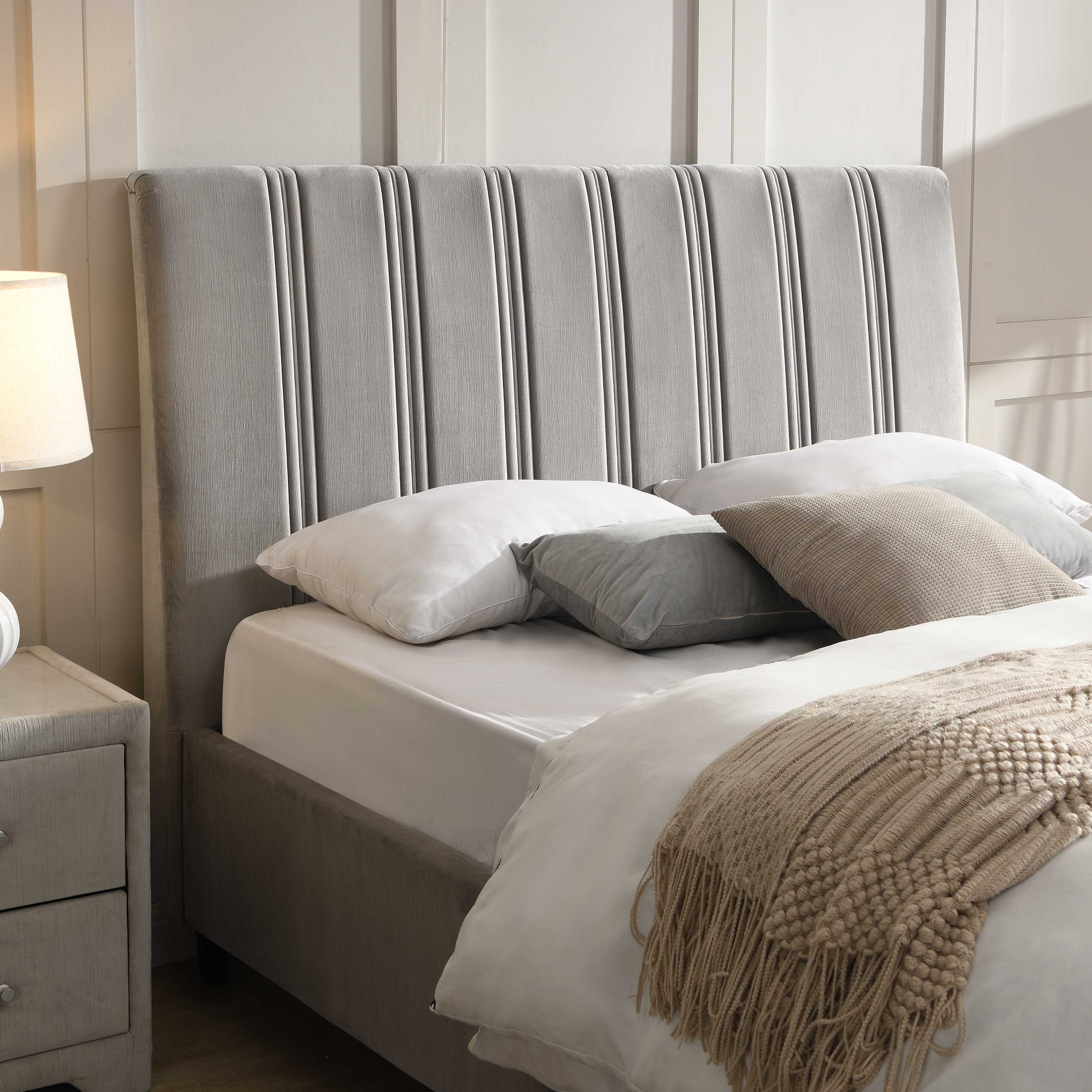 Leitrim 4ft6 Double Bed Grey - Upholstered Bedroom Collection - Image 2