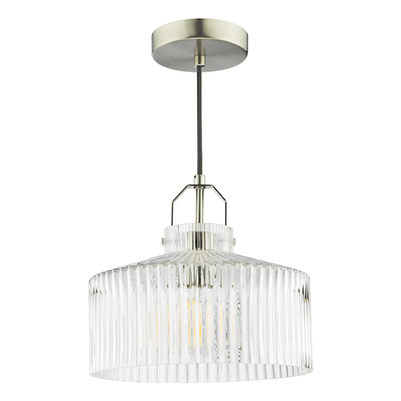 Lenka Pendant Satin Nickel and Ribbed Glass - Image 3