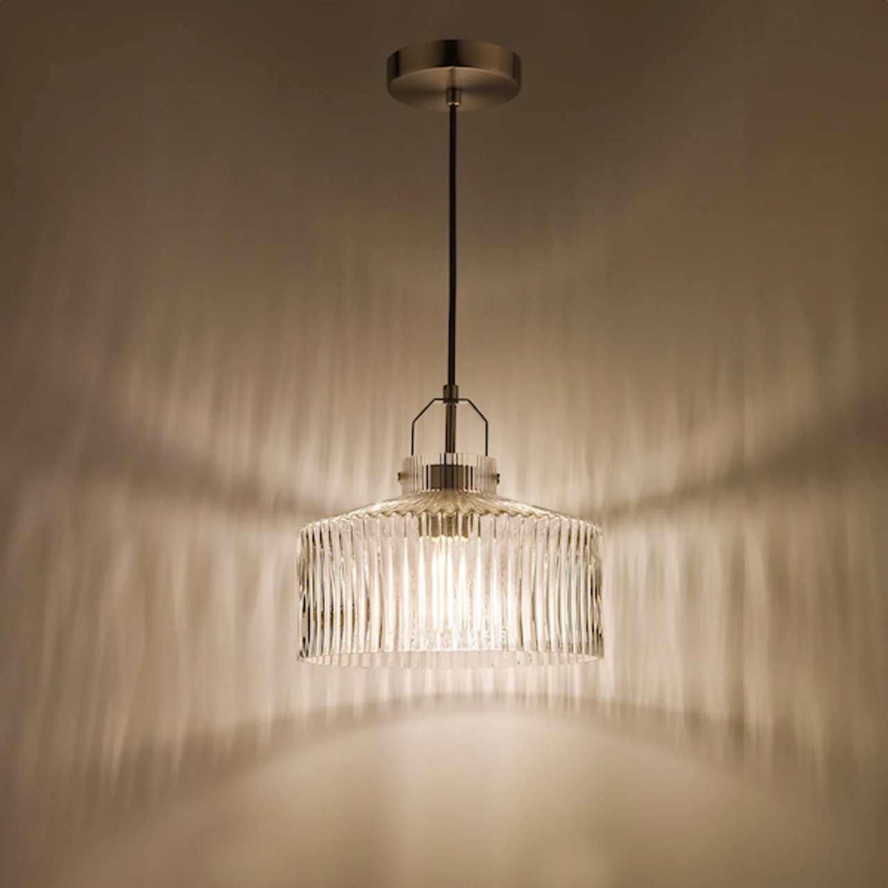 Lenka Pendant Satin Nickel and Ribbed Glass - Image 5