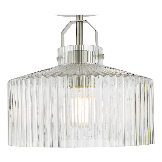 Lenka Semi-Flush Satin Nickel and Ribbed Glass - Image 2