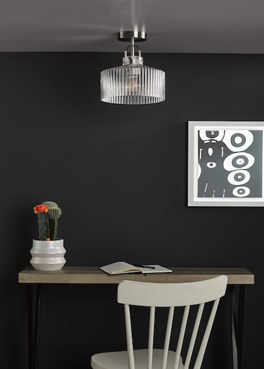 Lenka Semi-Flush Satin Nickel and Ribbed Glass - Image 4