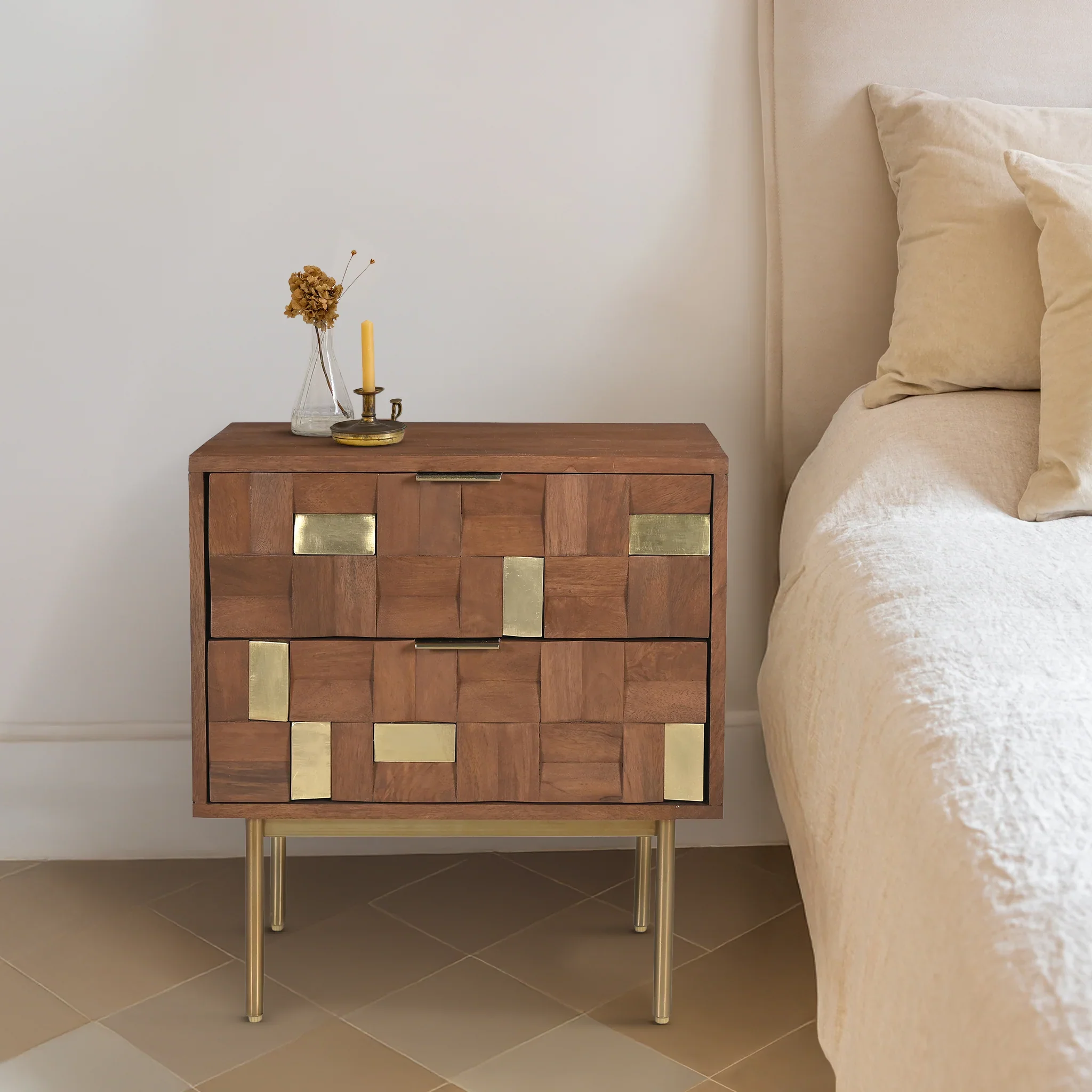 Lester Two Drawer Bedside Table - Image 9