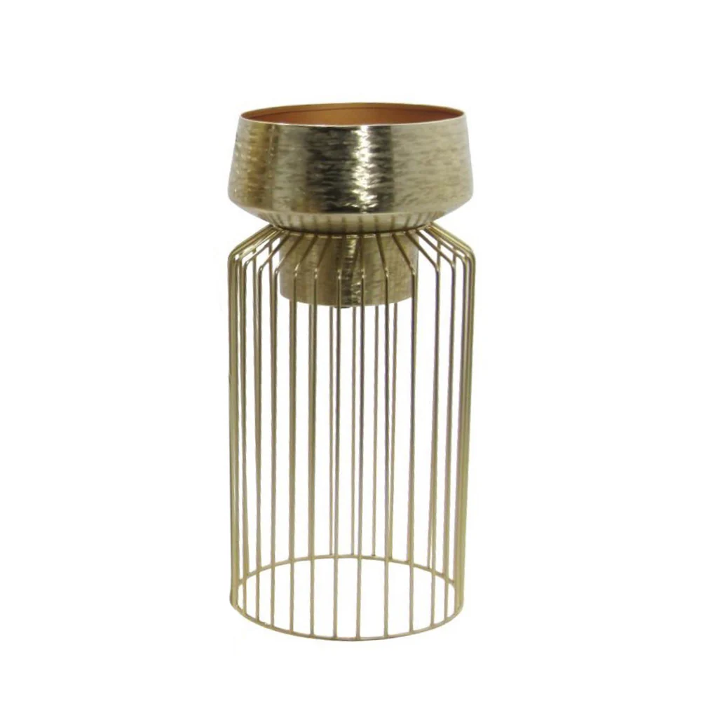 Lia Medium Planter With Stand – Gold Planter Pot for Home