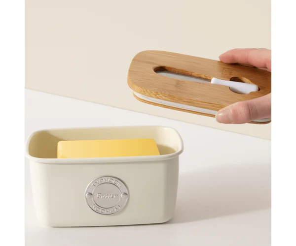 Living Cream Butter Storage & Spatula Set with Bamboo Lid – Food Preparation Butter Dish & Spreader - Image 4