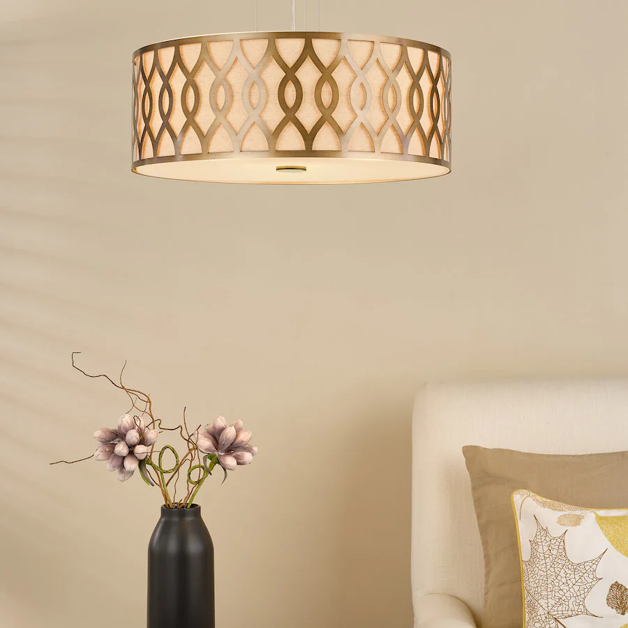 Locryn 4 Light Pendant Brushed Bronze with Taupe Drum Shade for Modern Home Decor - Image 2