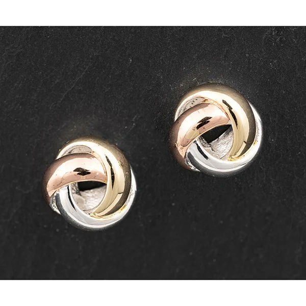 Love Knot Three Tone Smooth Knot Earrings