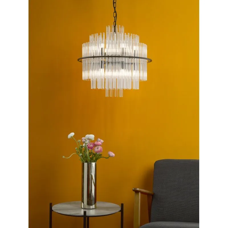 Lukas 13 Light Pendant Satin Black and Glass - Image 2