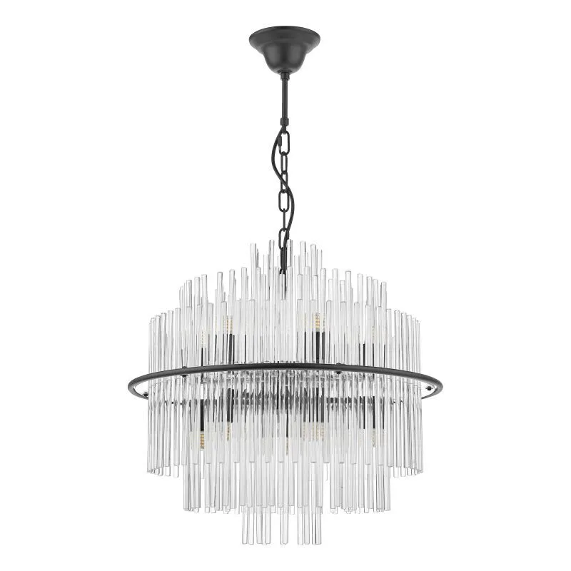 Lukas 13 Light Pendant Satin Black and Glass - Image 3