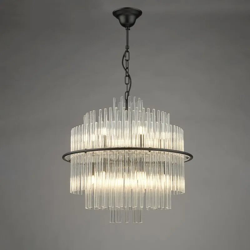 Lukas 13 Light Pendant Satin Black and Glass - Image 4