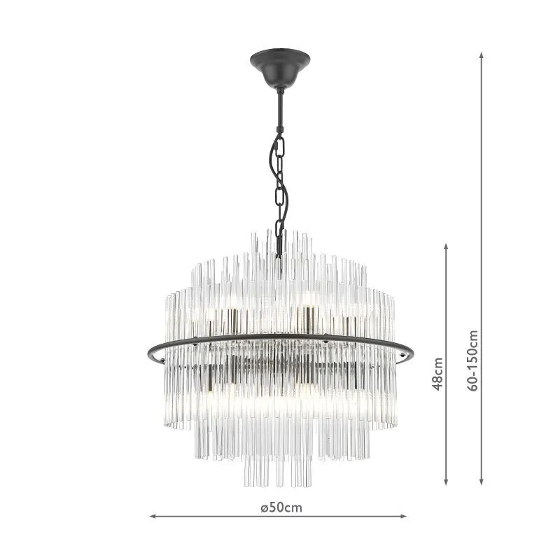 Lukas 13 Light Pendant Satin Black and Glass - Image 6