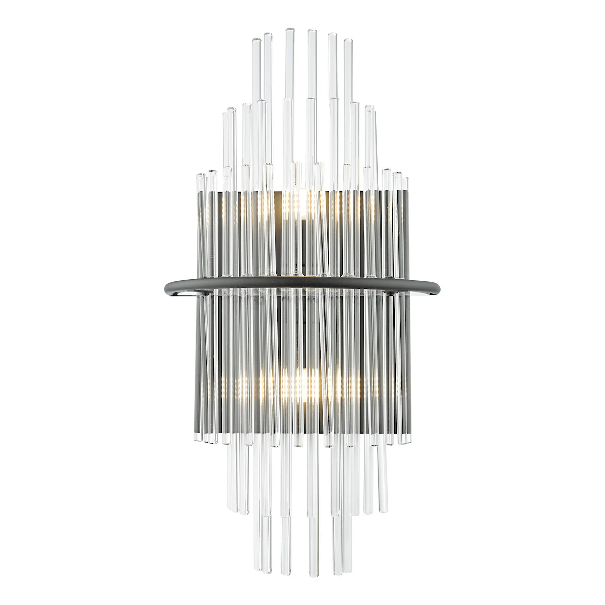 Lukas 2 Light Wall Light Satin Black with Glass Rods Shade – Modern Wall Lamp for Home Decor