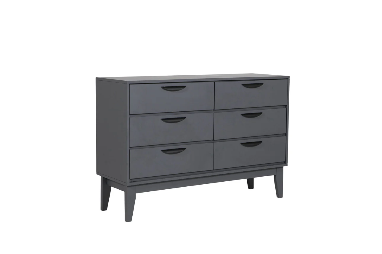 Luna Dressing Chest 6 Drawer Dark Grey