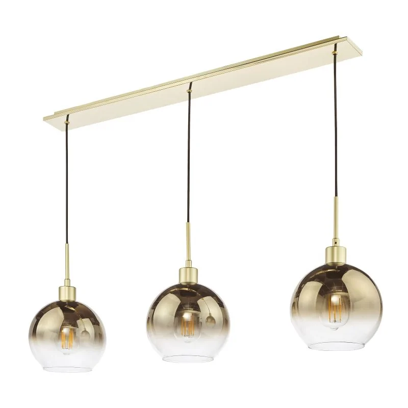 Lycia 3 Light Bar Pendant Satin Gold and Gold Ombre Glass - Image 4