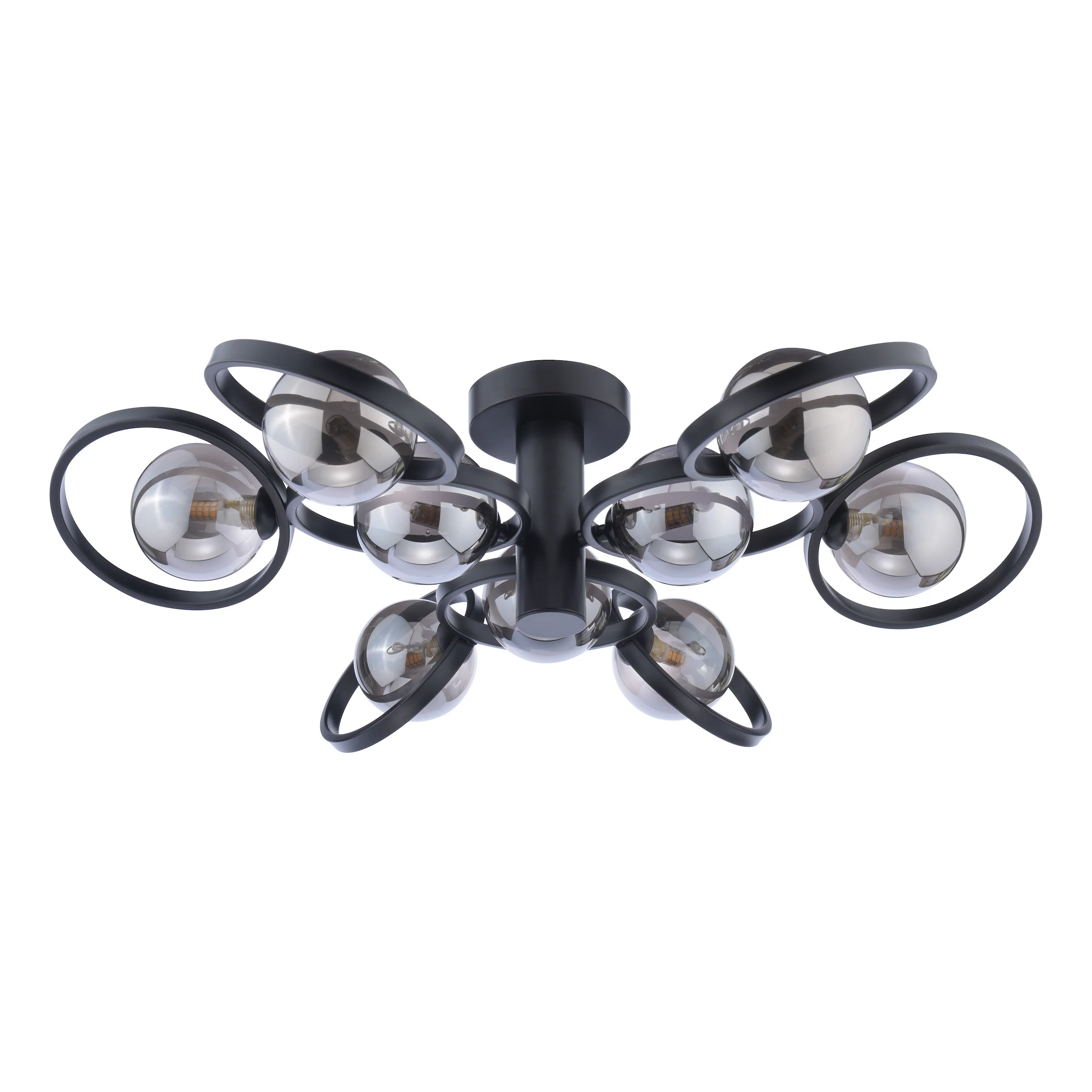 Lynette 9 Light Semi-Flush Satin Black/Smoked Glass - Modern Lighting - Image 2