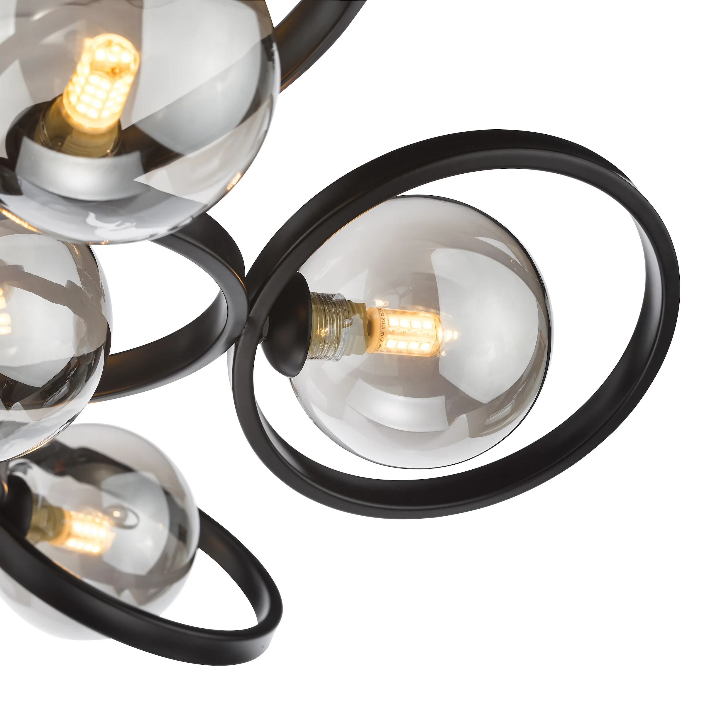 Lynette 9 Light Semi-Flush Satin Black/Smoked Glass - Modern Lighting - Image 3