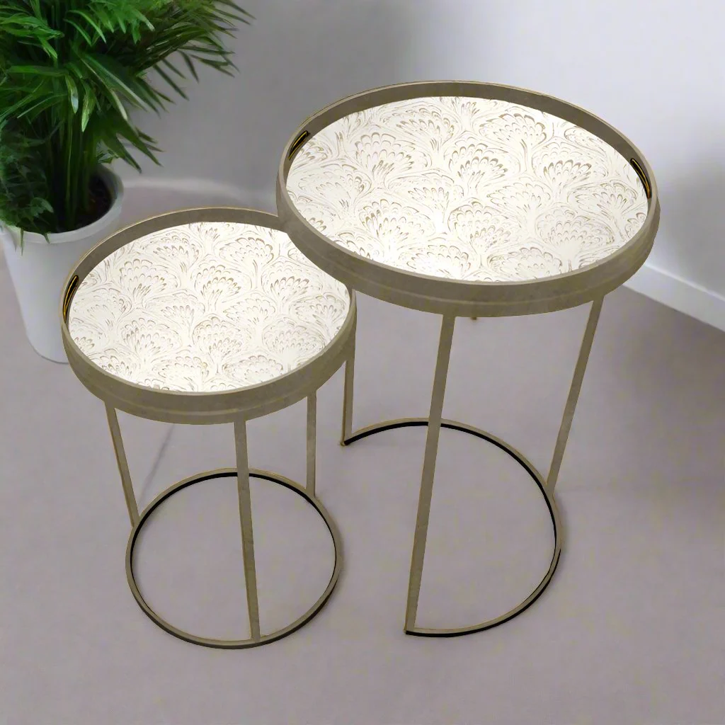 Lyra Nest of Tables Champagne – Stylish Tray Tables for Living Room