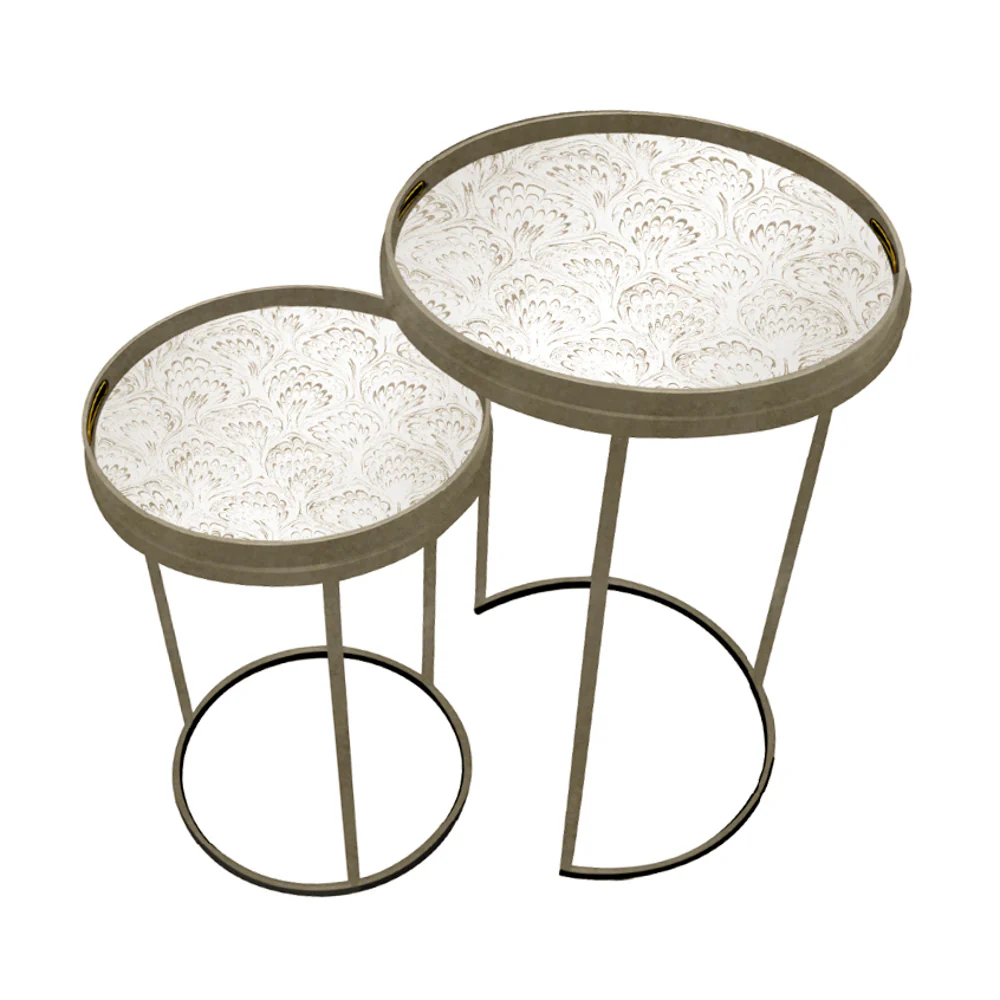 Lyra Nest of Tables Champagne – Stylish Tray Tables for Living Room - Image 2