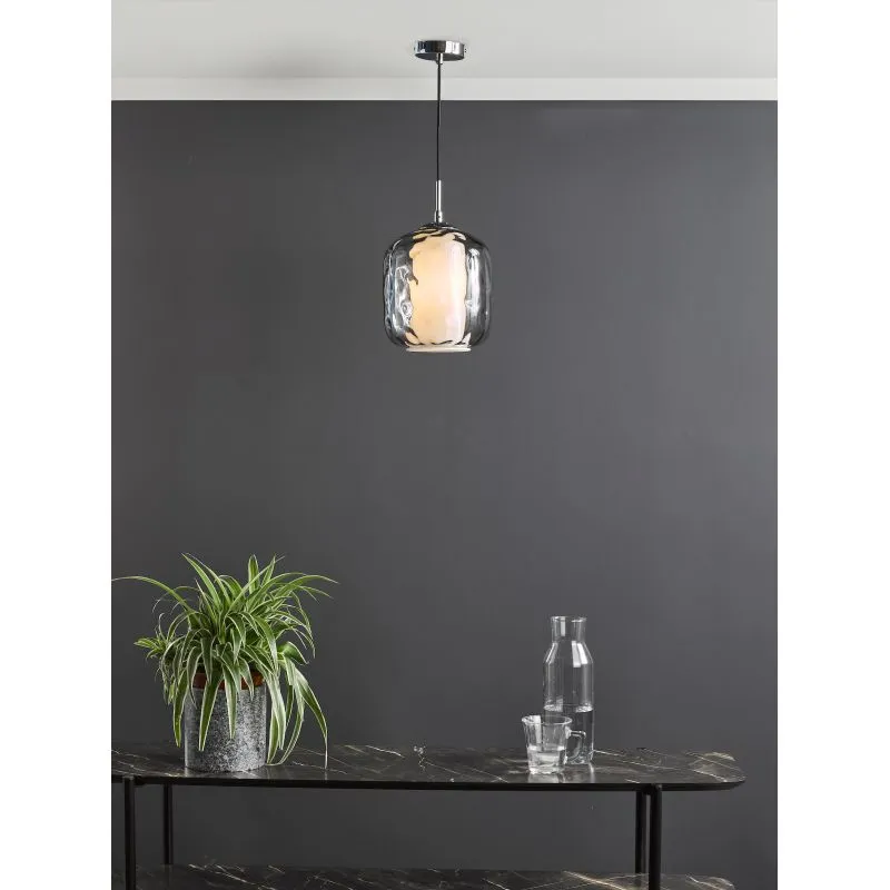 Majella Pendant Polished Chrome and Smoked Glass - Image 2