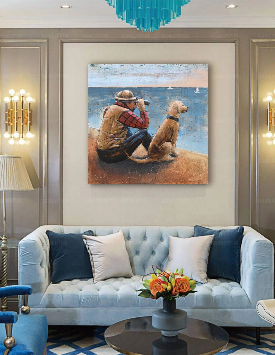 Man With His Dog Wall Art - Image 7