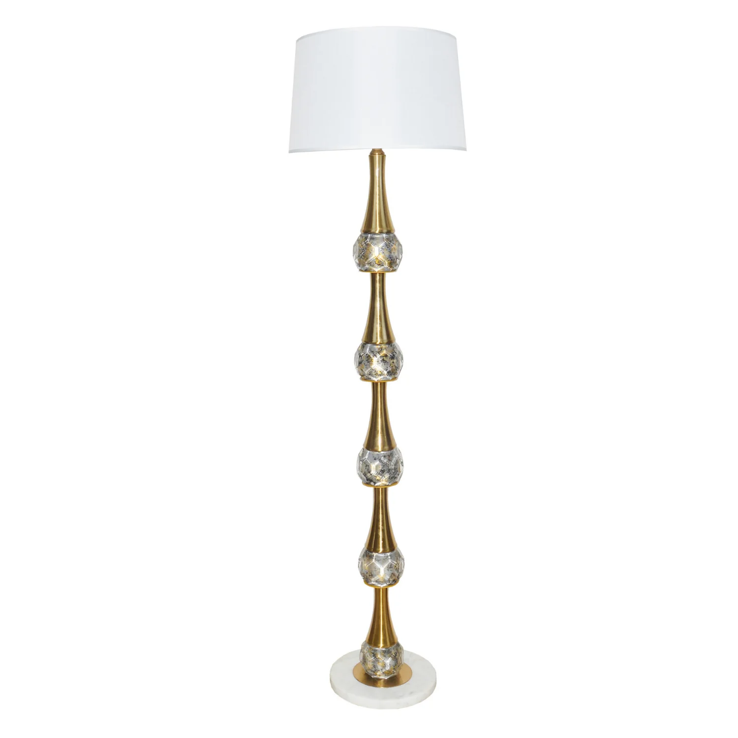 Marble and Glass Floor Lamp Antique Brass Finish, Elegant Lighting Collection Statement Piece 160 cm